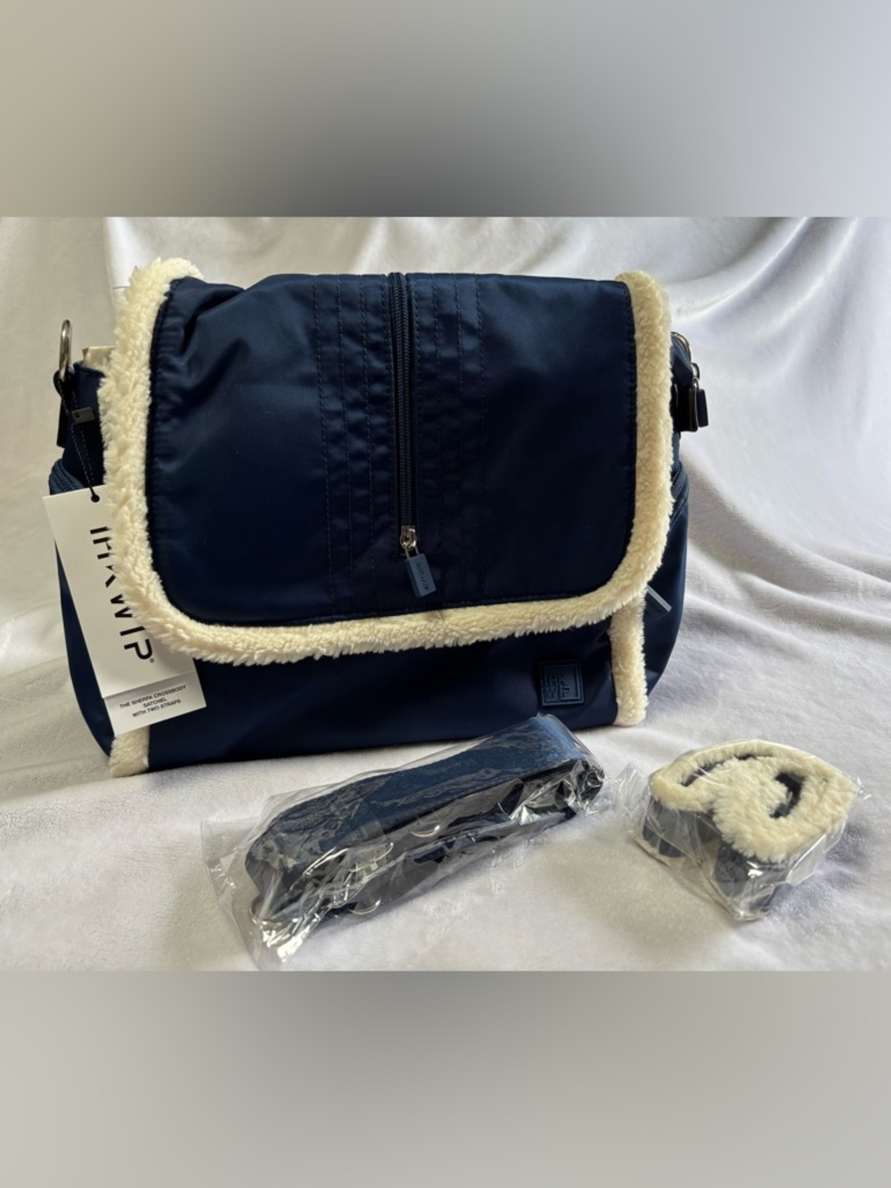 IHKWIP The Sherpa Crossbody Satchel With Two Straps Navy NWT
